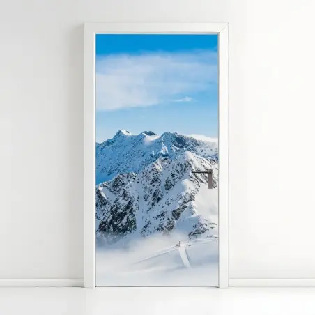Adesivo per porta panorama innevato del ghiacciaio Kaunertal • Wallissimo®