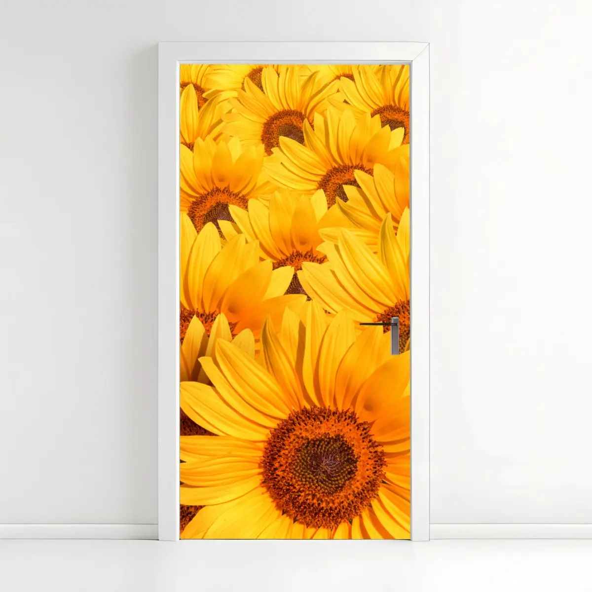 Adesivo per porta esplosione di girasoli dorati • Wallissimo®