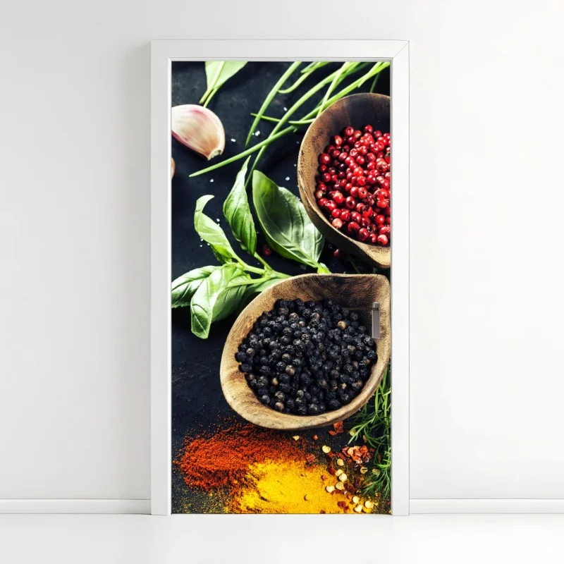 Adesivo per porta esplosione di spezie e erbe aromatiche