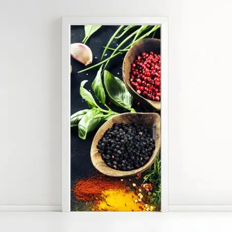 Adesivo per porta esplosione di spezie e erbe aromatiche • Wallissimo®