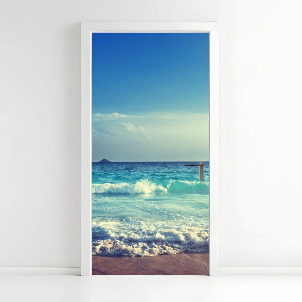 Adesivo per porta tramonto tropicale alle Seychelles • Wallissimo® Adesivo per porta tramonto tropicale alle Seychelles • Wallissimo®
