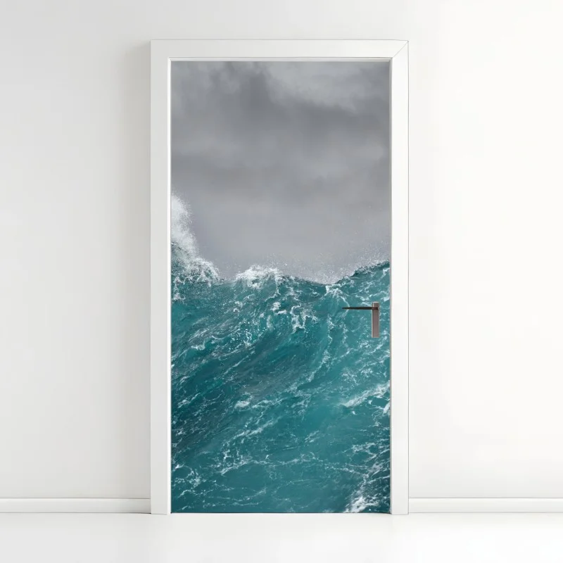 Adesivo per porta forza del mare in tempesta