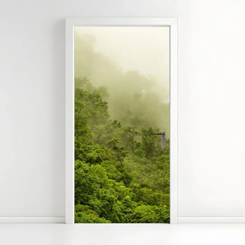 Adesivo per porta foresta pluviale nebbiosa di Cairns