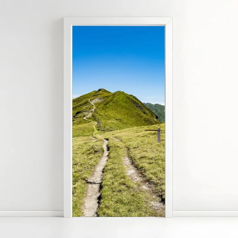 Adesivo per porta paesaggio con sentiero alpino nello Zillertal, Austria