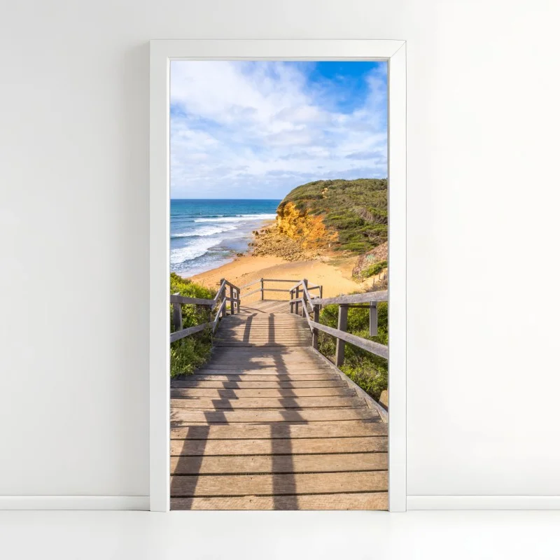 Adesivo per porta sentiero verso la spiaggia di Bells Beach