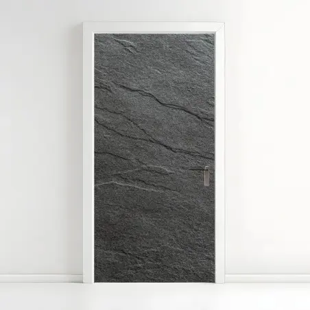 Adesivo per porta texture ardesia scura elegante per pareti • Wallissimo®