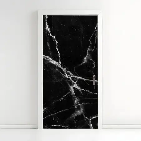 Adesivo per porta marmo nero venato sofisticato • Wallissimo®