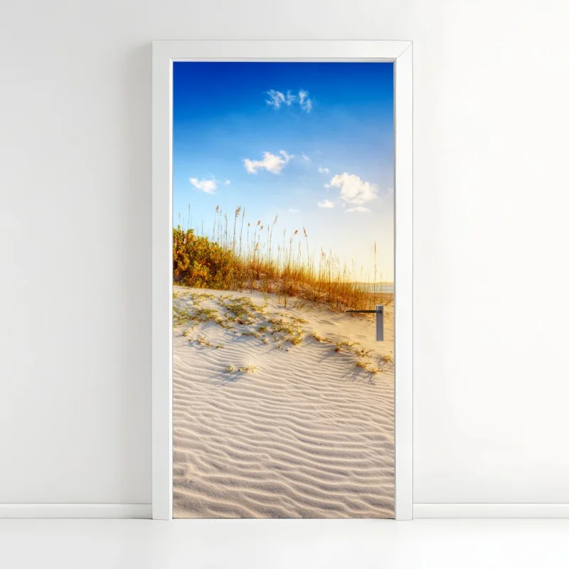 Adesivo per porta tramonto a Grace Bay — dune dorate