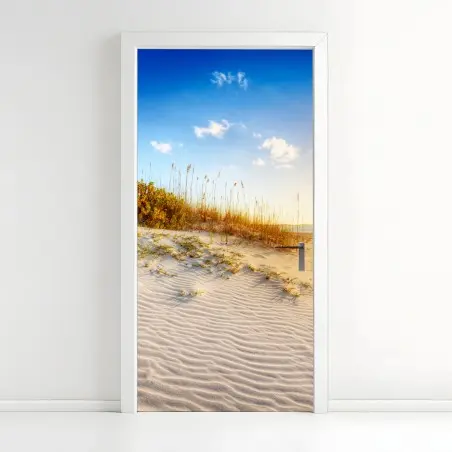 Adesivo per porta tramonto a Grace Bay — dune dorate • Wallissimo®