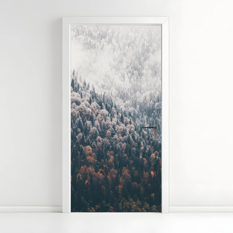 Adesivo per porta silenzio d'autunno sulle montagne