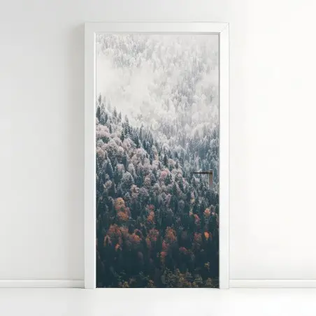 Adesivo per porta silenzio d'autunno sulle montagne • Wallissimo®