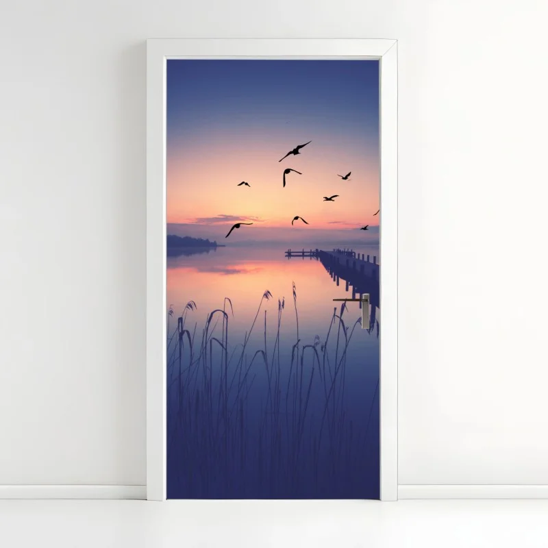 Adesivo per porta molo al tramonto