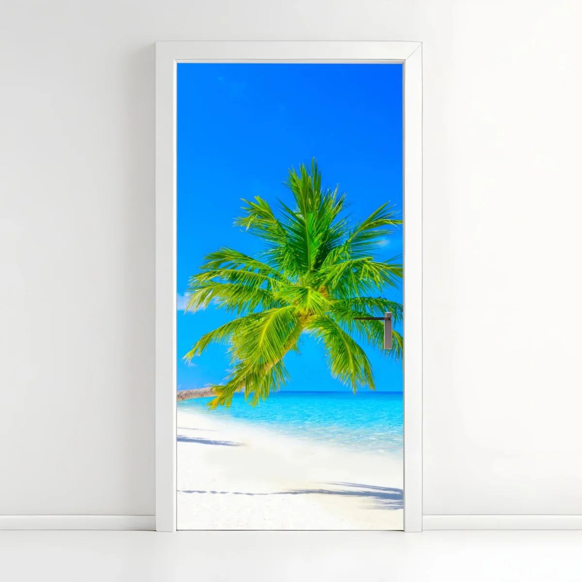 Adesivo per porta spiaggia paradisiaca alle Maldive • Wallissimo® Adesivo per porta spiaggia paradisiaca alle Maldive • Wallissimo®