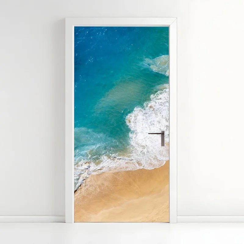 Adesivo per porta spiaggia tropicale vista aerea
