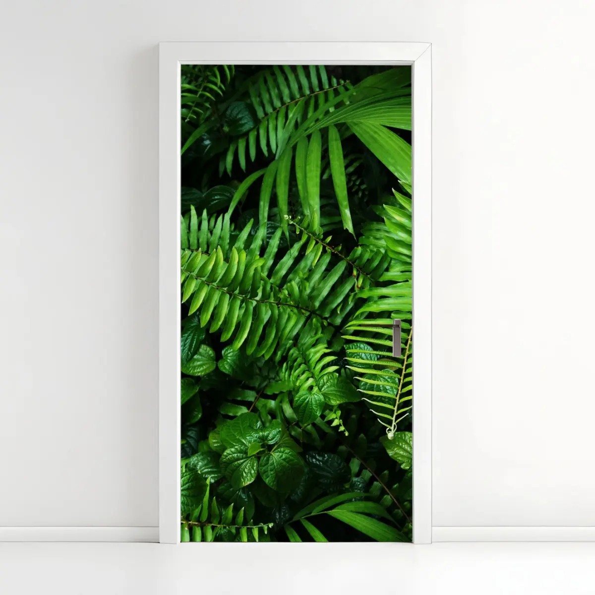 Adesivo per porta parete verde di felci tropicali • Wallissimo®