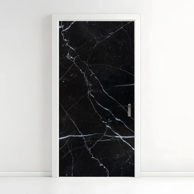 Adesivo per porta marmo nero venato per pareti di design
