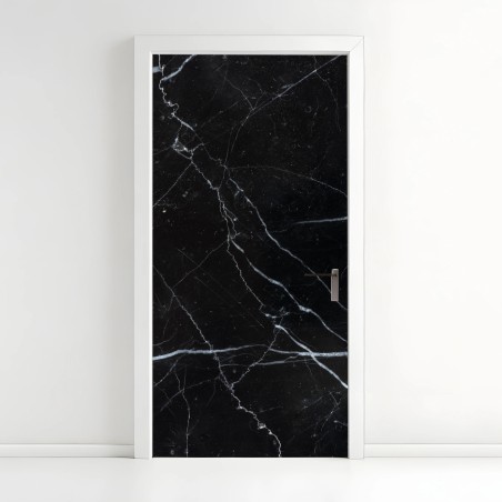 Adesivo per porta marmo nero venato per pareti di design • Wallissimo®