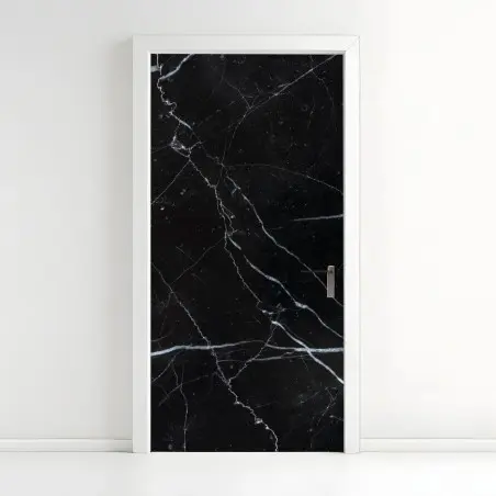 Adesivo per porta marmo nero venato per pareti di design • Wallissimo®