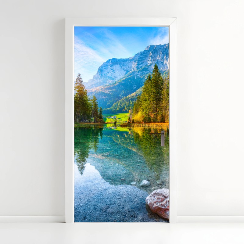 Adesivo per porta tramonto autunnale sul lago Hintersee