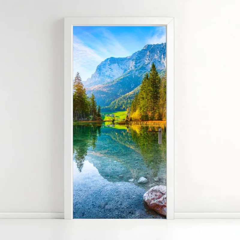 Adesivo per porta tramonto autunnale sul lago Hintersee