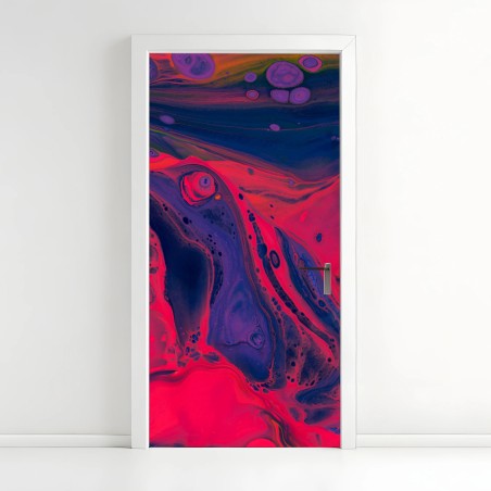 Adesivo per porta effetto marmorizzato magenta e viola • Wallissimo®