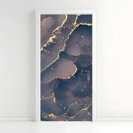 Adesivo per porta marmo liquido con venature dorate • Wallissimo®