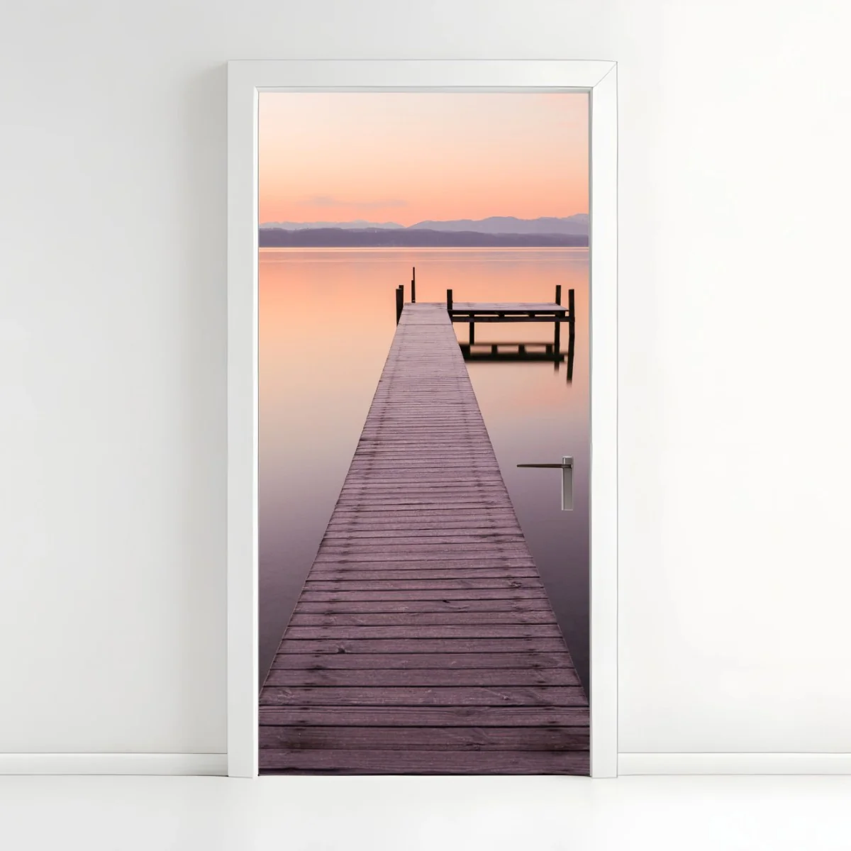 Adesivo per porta molo verso l'orizzonte al tramonto • Wallissimo® Adesivo per porta molo verso l'orizzonte al tramonto • Wallissimo®