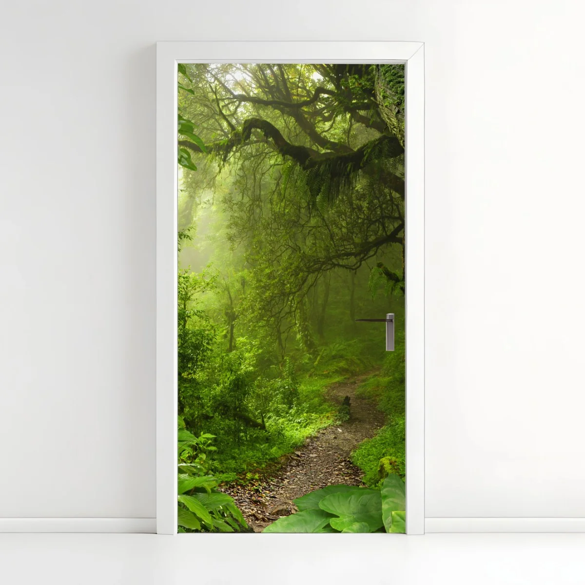 Adesivo per porta sentiero incantato nella foresta pluviale • Wallissimo® Adesivo per porta sentiero incantato nella foresta pluviale • Wallissimo®