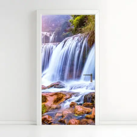 Adesivo per porta panorama sereno della cascata di Jiulong a Luoping, Cina • Wallissimo®