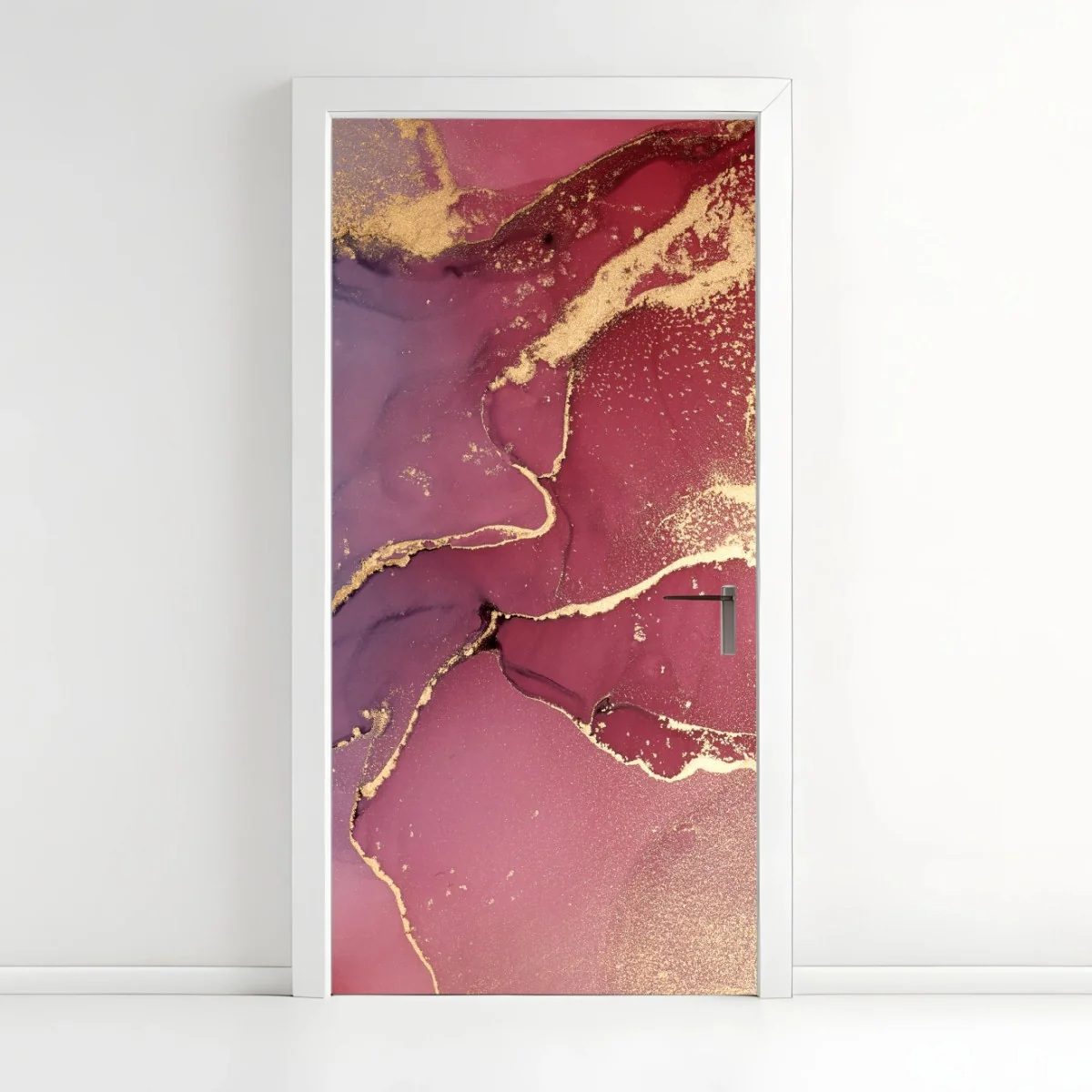 Adesivo per porta marmo astratto turchese e porpora con venature dorate • Wallissimo® Adesivo per porta marmo astratto turchese e porpora con venature dorate • Wallissimo®