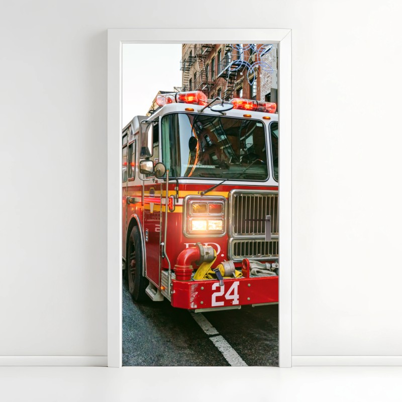 Adesivo per porta convoglio di camion dei pompieri a Manhattan