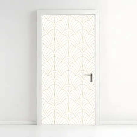 Adesivo per porta motivo art déco dorato elegante • Wallissimo®
