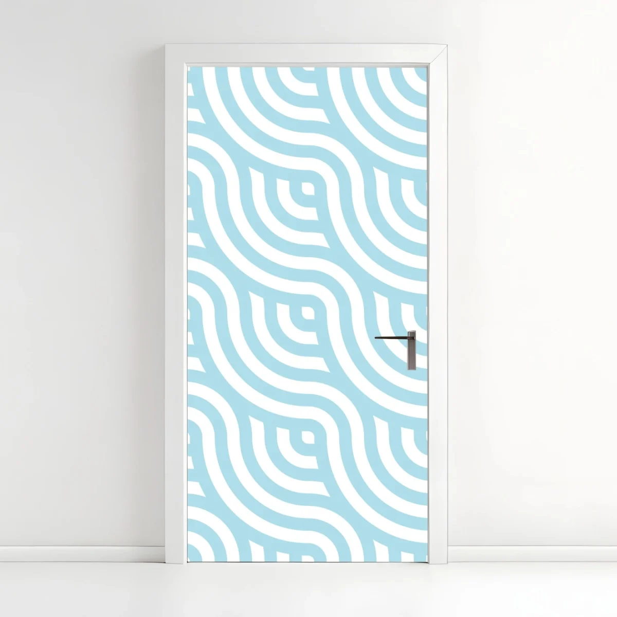 Adesivo per porta motivo ondulato geometrico azzurro • Wallissimo® Adesivo per porta motivo ondulato geometrico azzurro • Wallissimo®