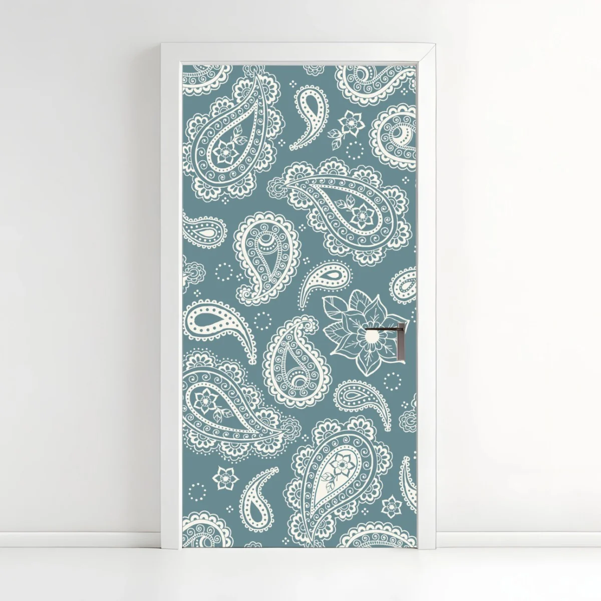 Adesivo per porta motivo paisley turchese elegante • Wallissimo® Adesivo per porta motivo paisley turchese elegante • Wallissimo®