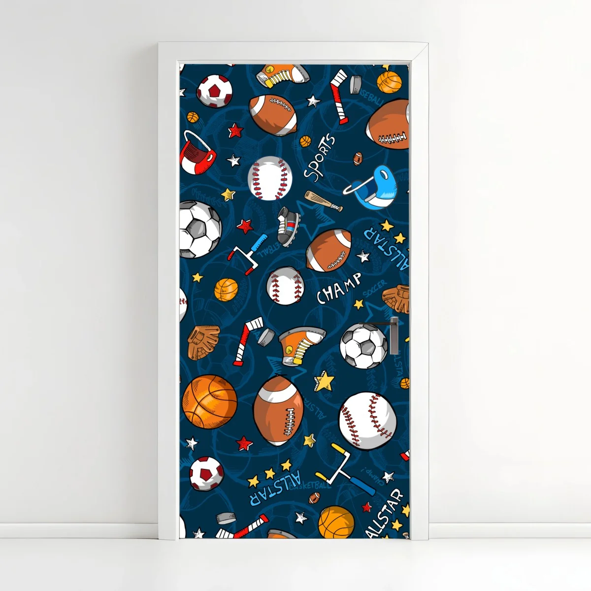Adesivo per porta motivo sportivo colorato per cameretta • Wallissimo® Adesivo per porta motivo sportivo colorato per cameretta • Wallissimo®