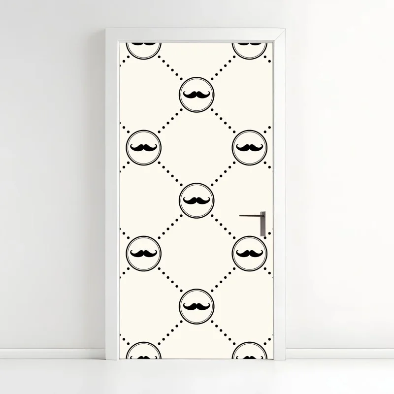 Adesivo per porta motivo a baffi in stile vintage