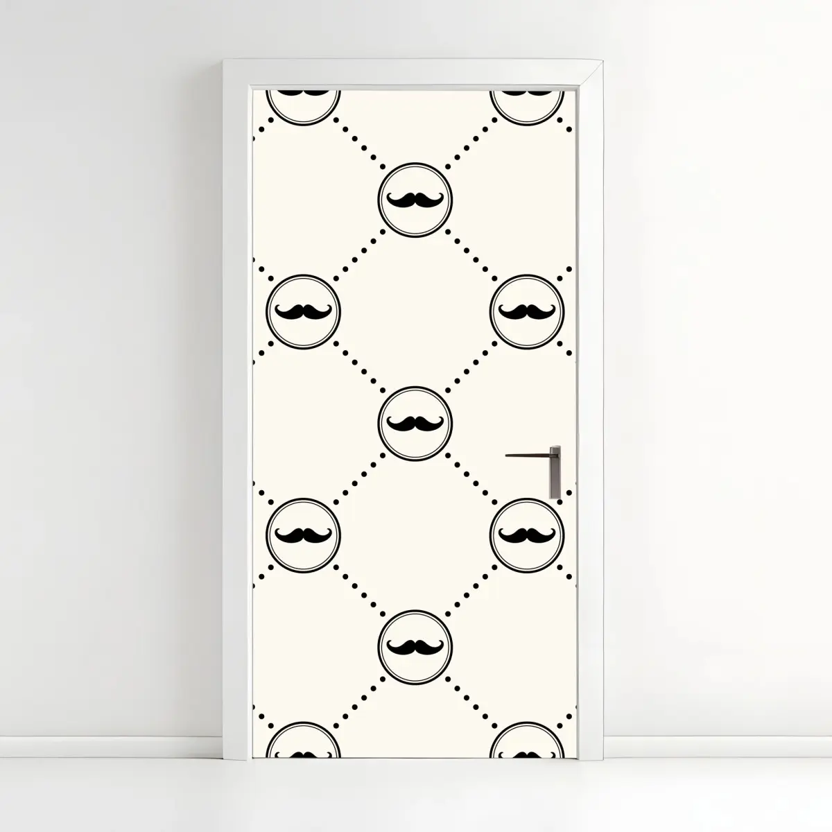 Adesivo per porta motivo a baffi in stile vintage • Wallissimo®