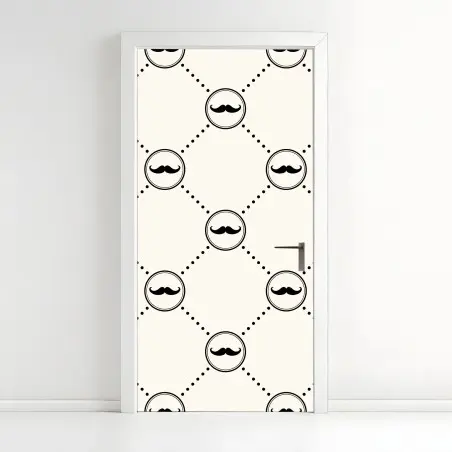 Adesivo per porta motivo a baffi in stile vintage • Wallissimo®