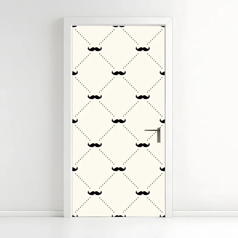 Adesivo per porta motivo a rombi con baffi vintage