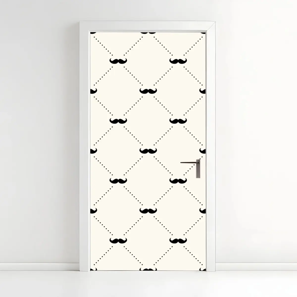 Adesivo per porta motivo a rombi con baffi vintage • Wallissimo®