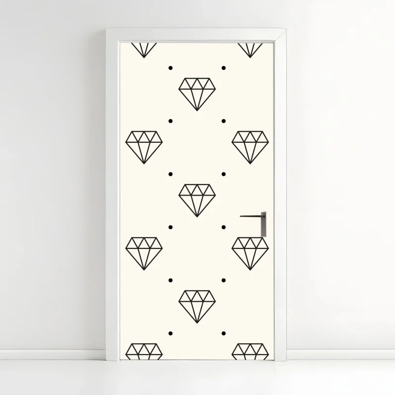 Adesivo per porta motivo diamante minimalista e chic