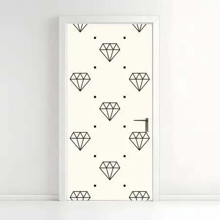 Adesivo per porta motivo diamante minimalista e chic • Wallissimo®