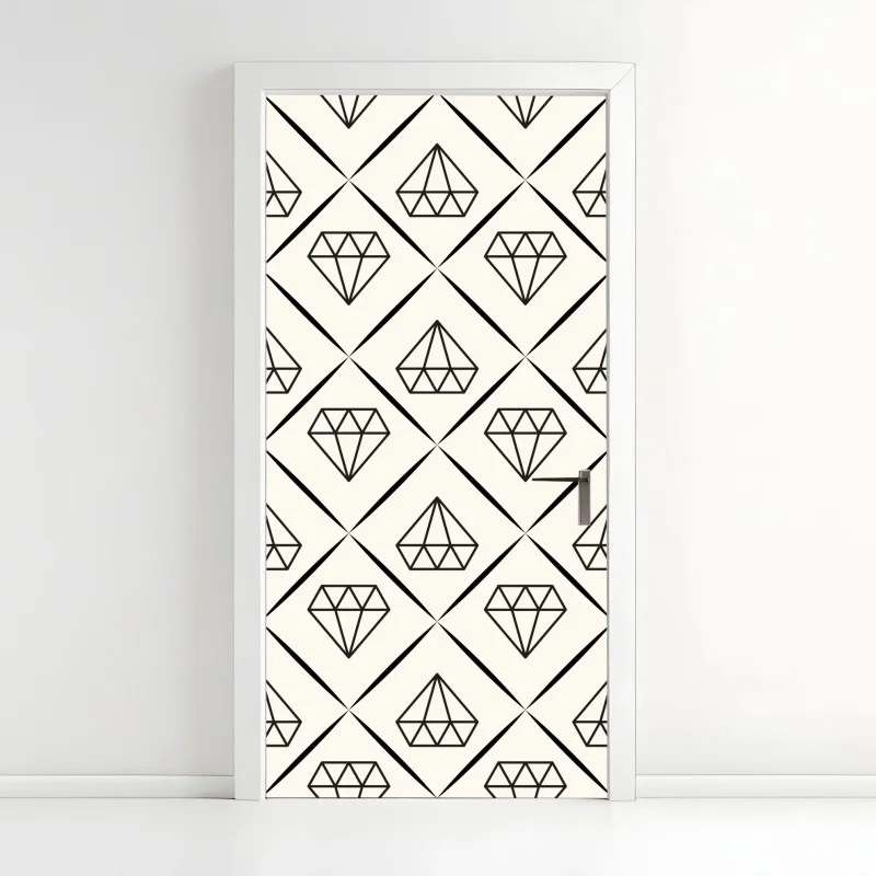 Adesivo per porta motivo geometrico a diamanti minimalista