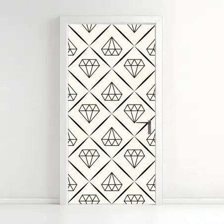 Adesivo per porta motivo geometrico a diamanti minimalista • Wallissimo®