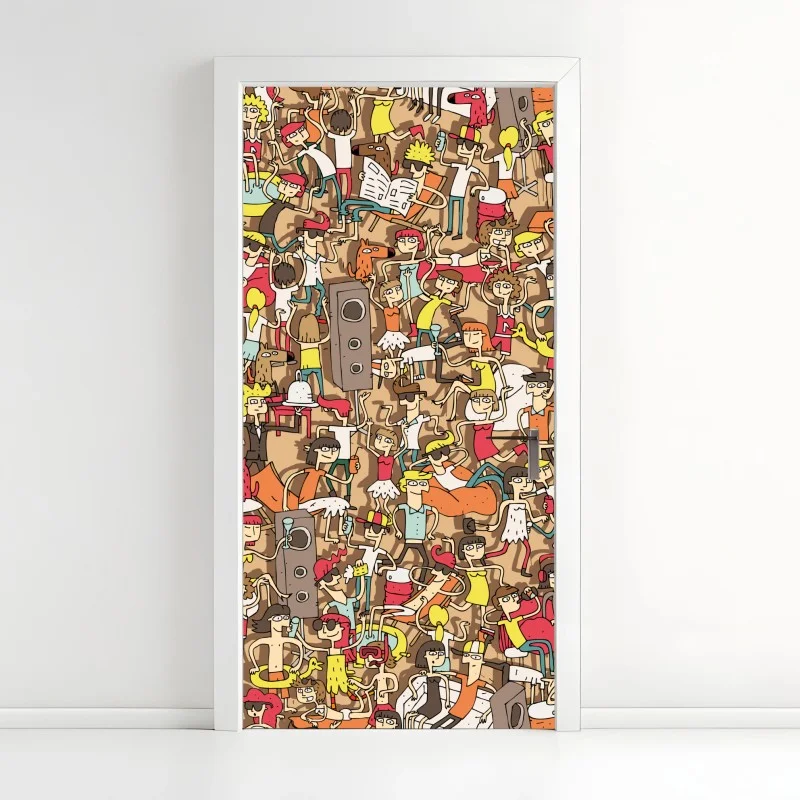 Adesivo per porta festa estiva a fumetti piena di energia