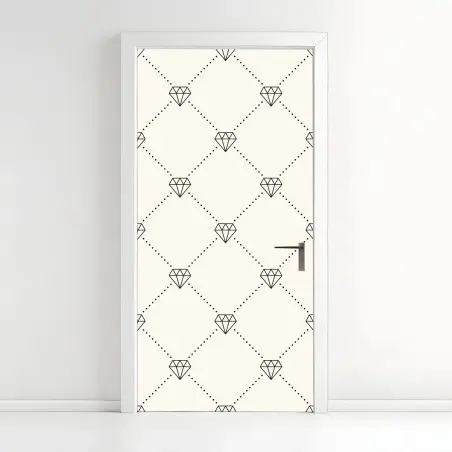 Adesivo per porta motivo a diamanti minimalista e raffinato • Wallissimo®