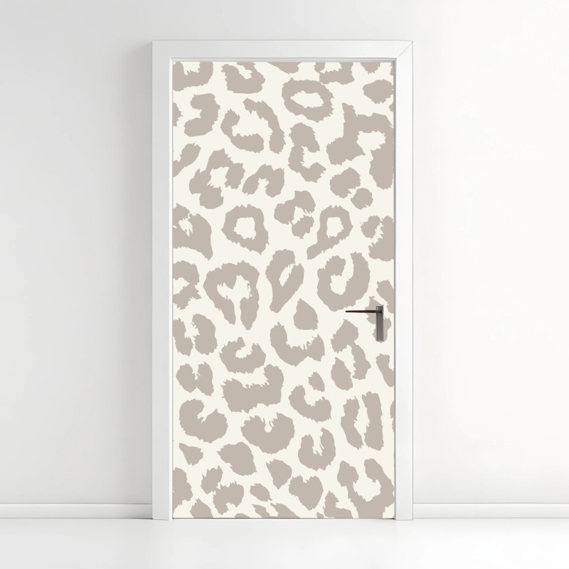 Adesivo per porta motivo animalier maculato color sabbia