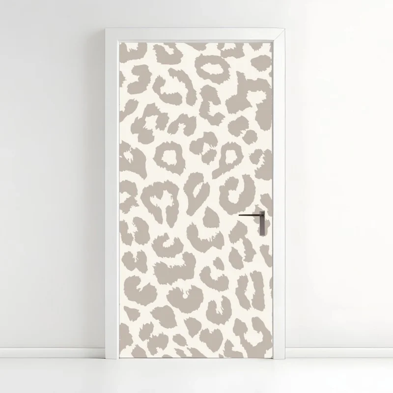 Adesivo per porta motivo animalier maculato color sabbia