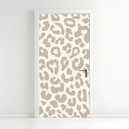 Adesivo per porta motivo animalier maculato color sabbia • Wallissimo®