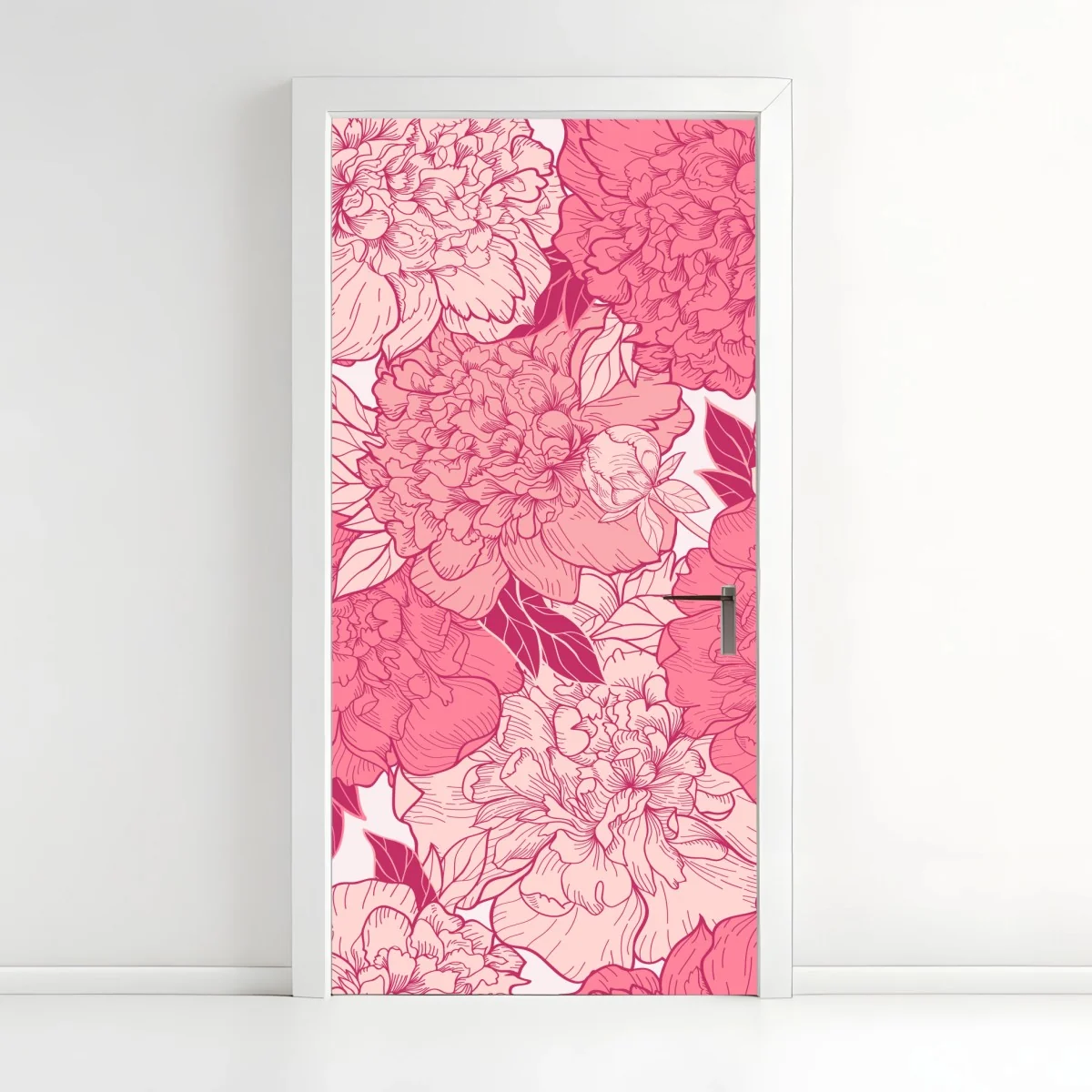 Adesivo per porta peonie rosa in fiore • Wallissimo® Adesivo per porta peonie rosa in fiore • Wallissimo®